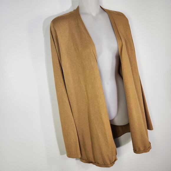 Maurices Cardigan Sweater Size XL Gold Pointelle Back Open Front Long Sleeve - Picture 3 of 11